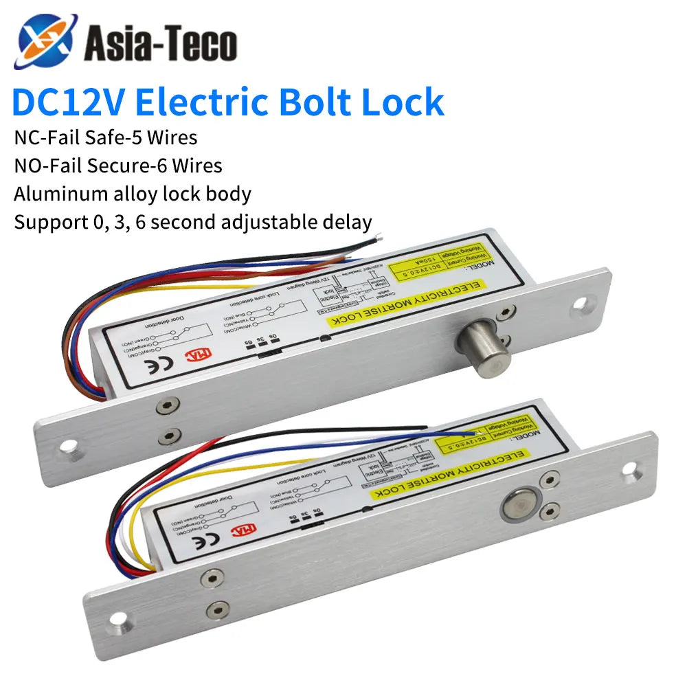 5 / 6 Wires Aluminum Fail Safe Fail Secure Electronic Drop Bolt Lock 12V Time Delay Electric Mortise Lock with Signal Feedback Vue