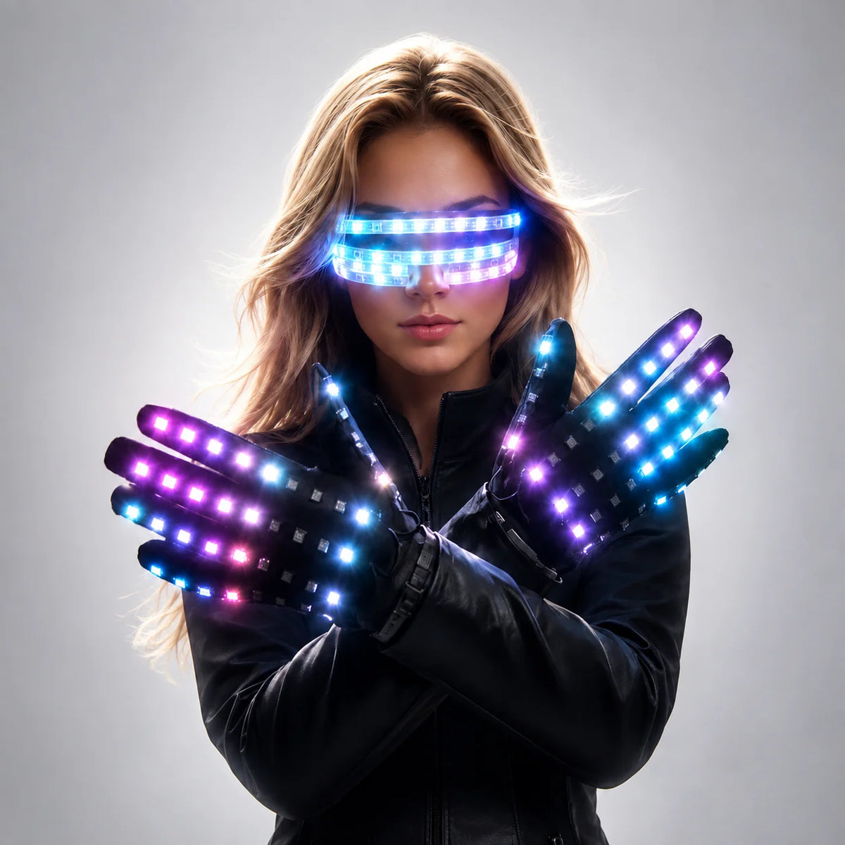Full Color Remote Control LED Gloves Ray Light Finger Lighting Mitt Party Supplies Glowing Light Up Glasses Party Deco Vue