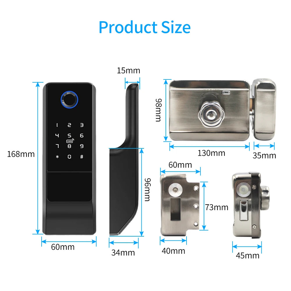 IP65 Waterproof Fingerprint Smart Door Lock Bluetooth Lock By Remote Control TTLock App/Password/RFID Card/Metal Key/Finger Vue