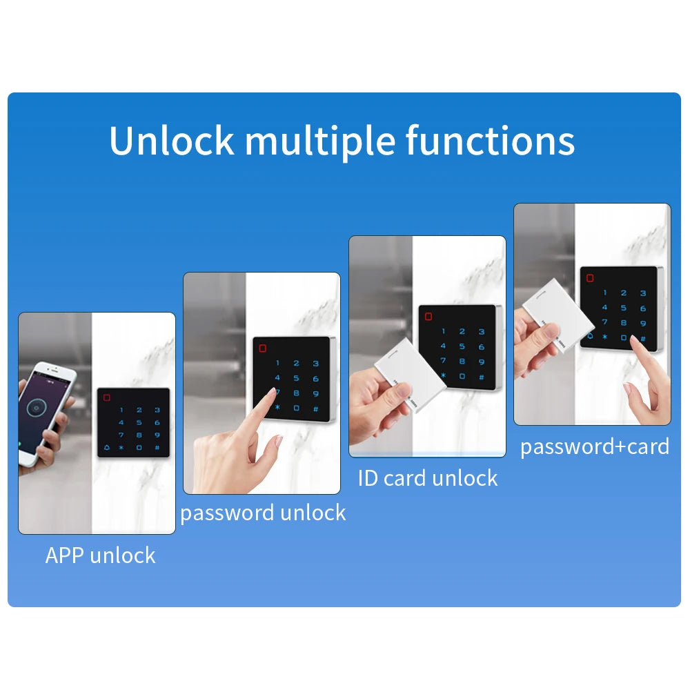 Support Tuya APP Door Access Control System Kit 2.4G Wifi Remote Control Waterproof Smart Door Lock Standalone Keypad RFID Card Vue