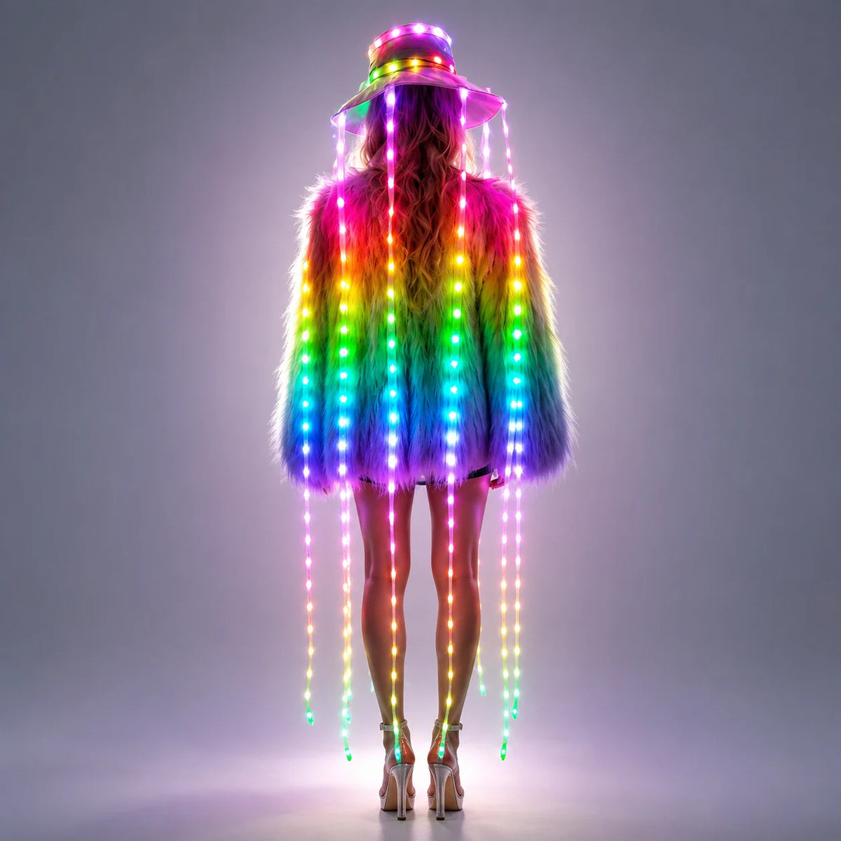 LED Jellyfish Hat Full Color Luminous Headwear Glowing Party Props for Nightclub DJ Show Cosplay Vue