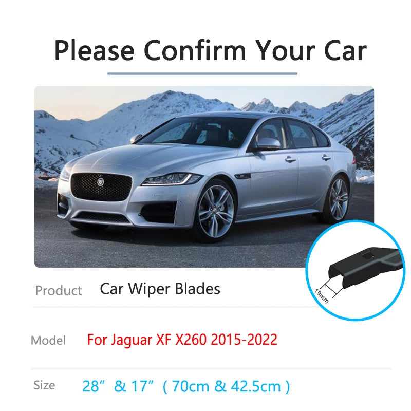 For Jaguar XF X260 2015~2022 Accessories Front Window Wiper Blades LHD RHD Windshield Windscreen Car Cleaning Replacement 28"17" Vue