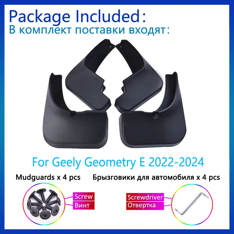 For Geely Geometry E 2022 2023 2024 Car Front Rear Mudguards Splash Guard Cover Mud Flaps Anti-splash Protector Auto Accessories Vue