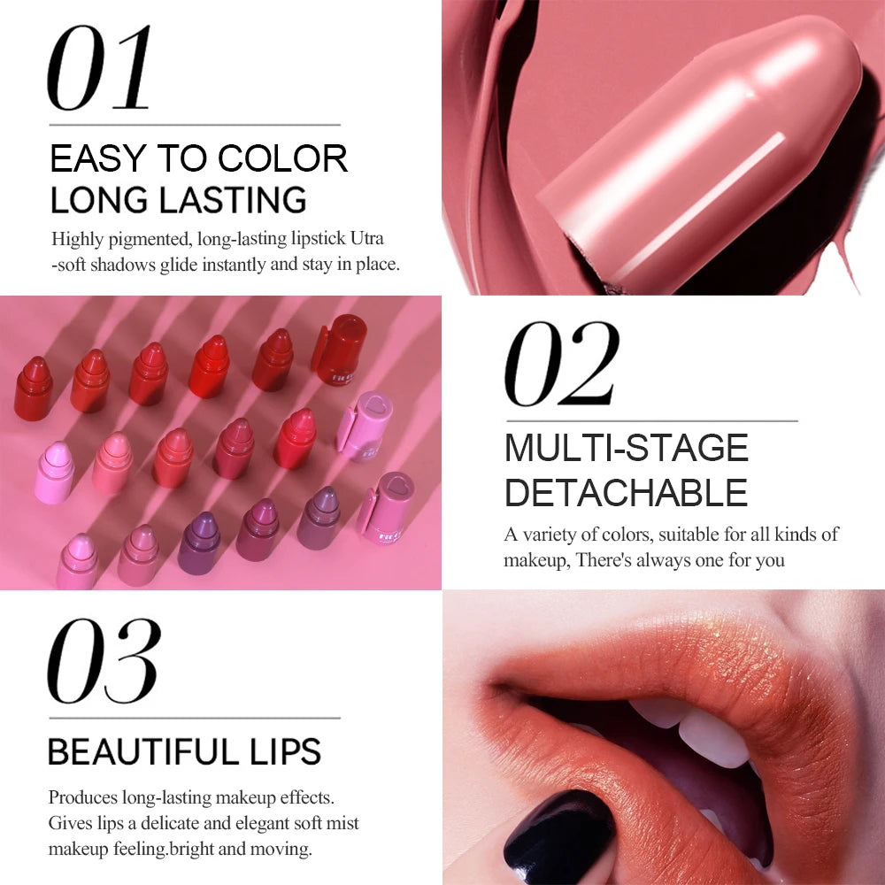 5-in-1 Fruit Velvet Matte Lipstick Set, Long-Lasting, Highly Pigmented, Moisturizing Lip Balm, Smooth Application for Soft lips Vue