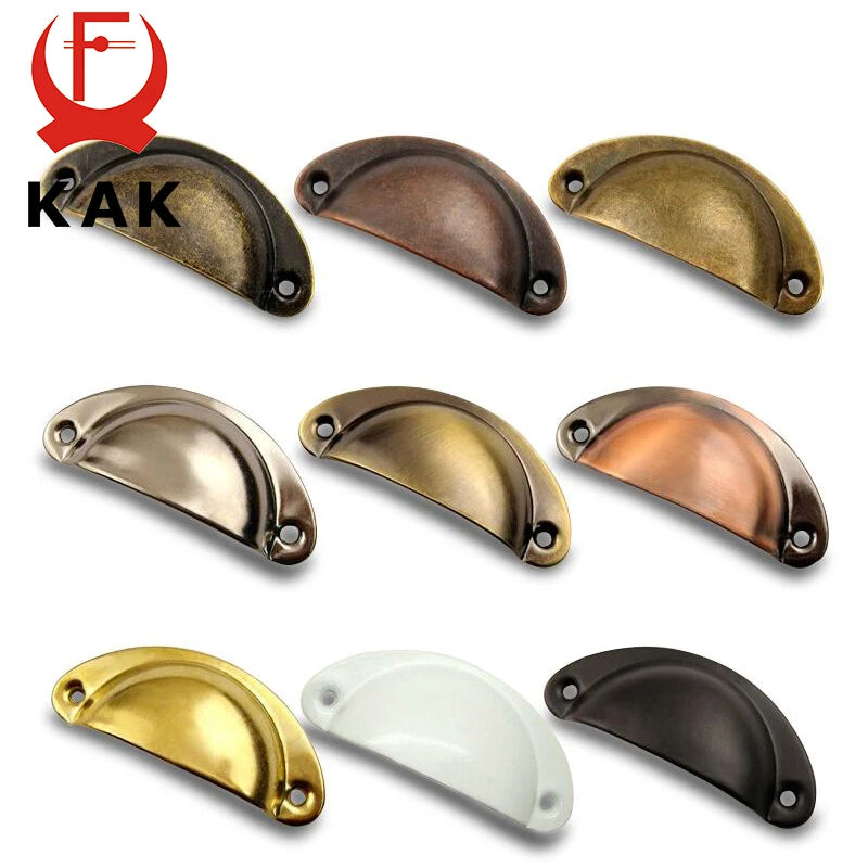 KAK 20PCS Retro Metal Kitchen Drawer Cabinet Door Handle And Furniture Knobs Hardware Cupboard Antique Brass Shell Pull Handles Vue