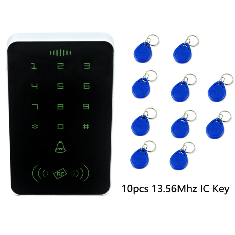 13.56Mhz Card Reader Door Lock System 1000 User RFID Access Control Keypad Cover Digital Panel Smart Door Access Control System Vue IC And 10 key