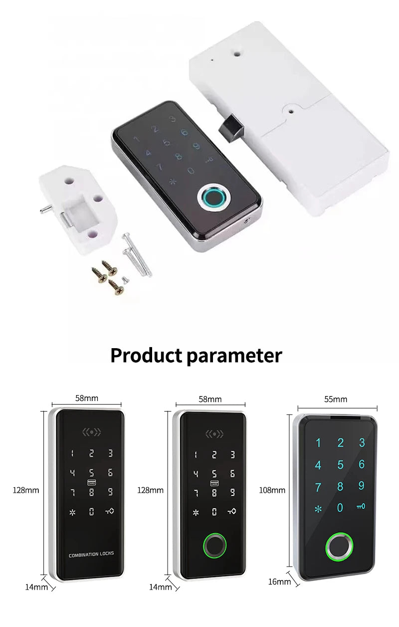 TTLOCK 13.56Mhz RFID Digital Drawer Lock For Spa Swimming Pool Gym Electronic Cabinet Lock Biometric Fingerprint Electronic Lock Vue