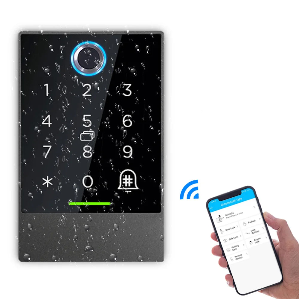 TTlock Bluetooth Access Control System - K2/K2F Wifi Gateway Lock with Fingerprint Reader Keypad Card Reader 13.56MHZ App Door Vue
