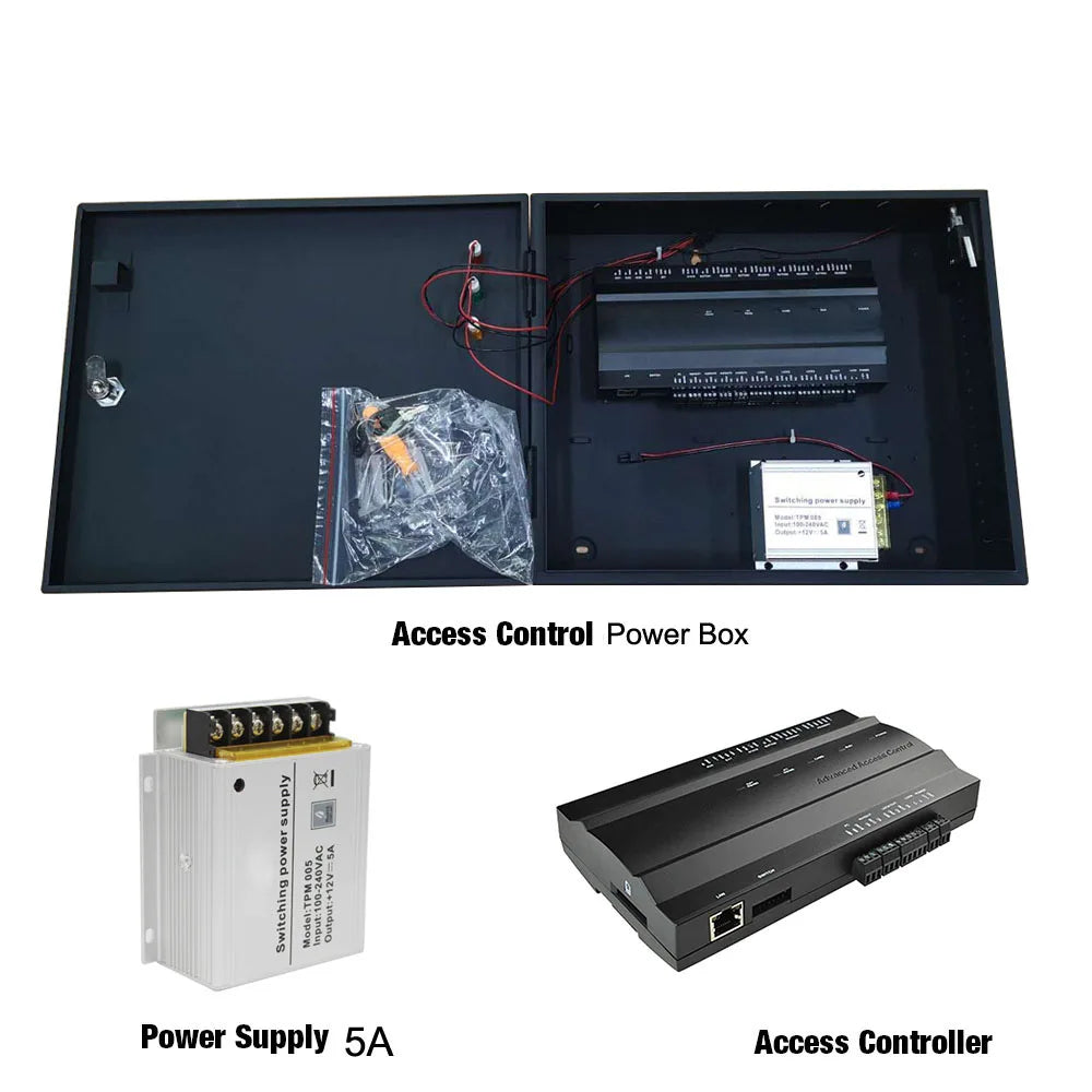 Tcp/Ip Access Control Board 1 2 4 door Security Access Controller with Back Up battery Function 5A Power Box Vue