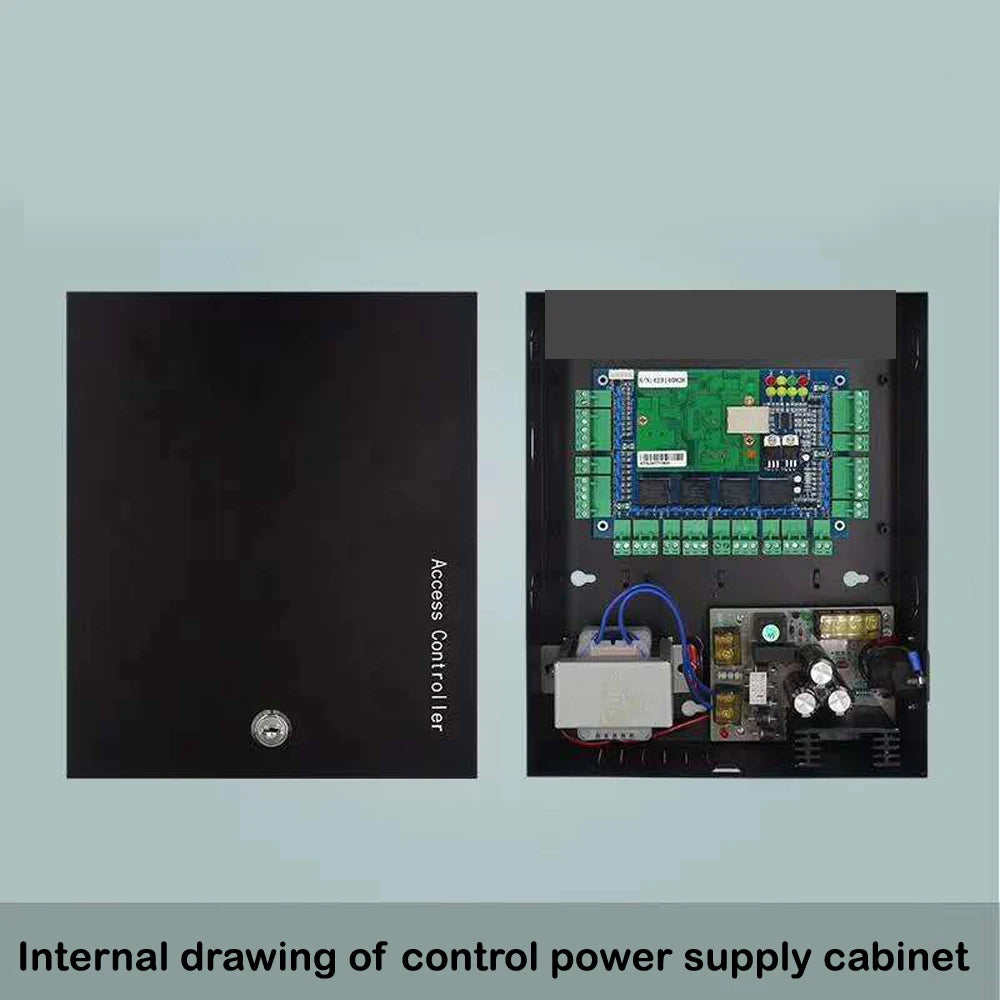 1/2/4 Door Office Entry System TCP/IP Access Control Panel Board with DC12V 5A Metal Power Supply Converter Box Vue