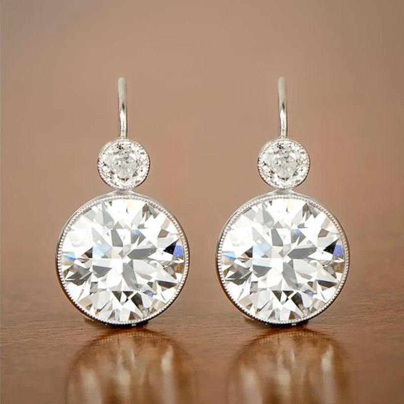 Huitan Silver Cubic Zirconia Drop Earrings | Classic Women's Jewelry Drop Earrings Vue