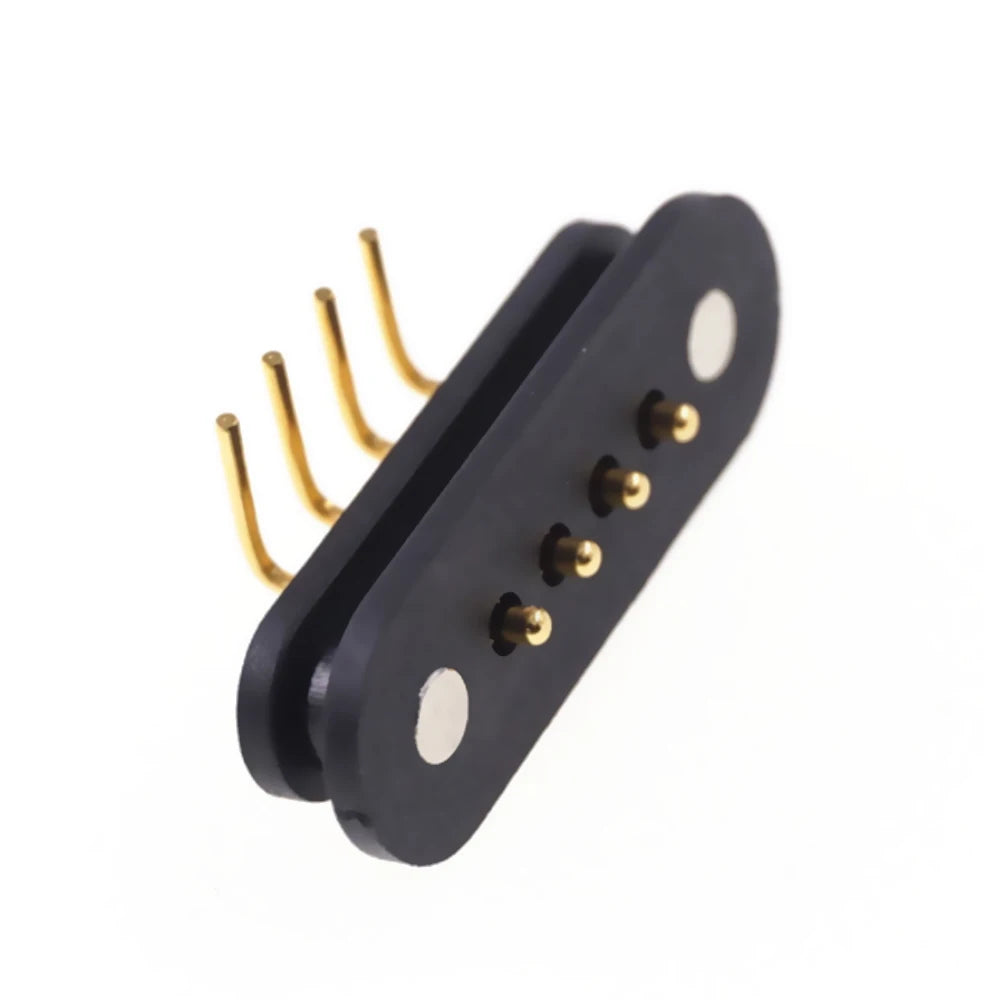 5 Pair Spring-Loaded Magnetic Pogo pin connector 4 pin Pitch 2.5 mm Through Hole Angled Male Female 2A 36V DC Power Charge Probe Vue