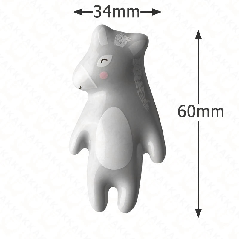 KAK Cartoon Panda Furniture Handle Ceramic Drawer Knobs Cabinet Handles for Kids Room Animal Shape Kitchen Handle Door Hardware Vue Donkey