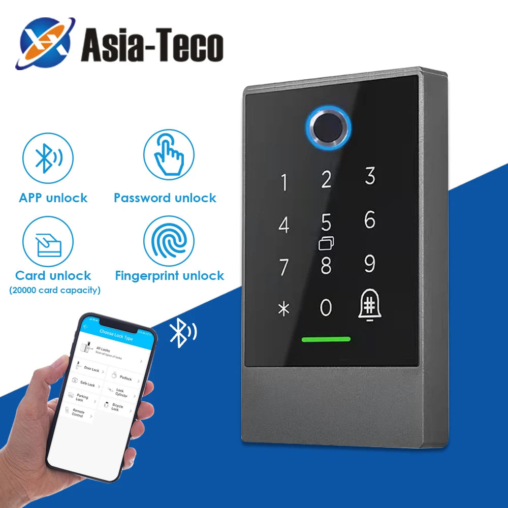 K2F Waterproof 13.56Mhz Access Control Keypad Fingerprint Door Lock TTLOCK App Bluetooth Lock Long Range 13.56MHz Card Reader Vue