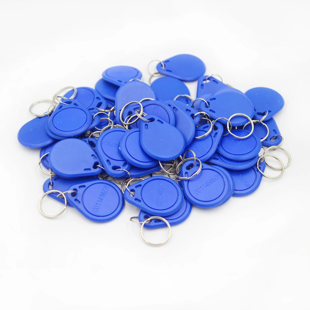 100pc/lot 125khz RFID Keychain NO3 ID Keyfob RFID Tag TK4100 Access Control Card Sticker Key Fob Ring Proximity code numerical Vue