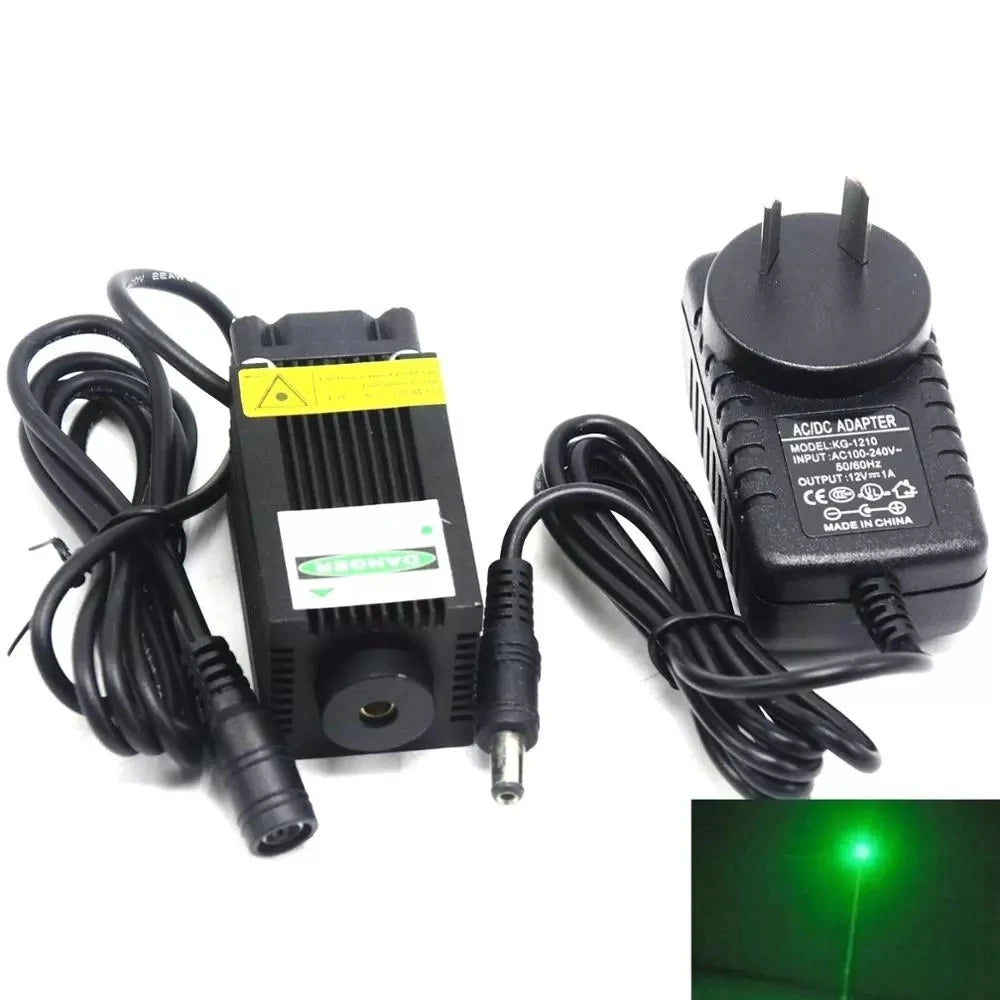 Powerful 532nm 100mW 33x55mm Green Laser Diode Module Dot Lights LED Light With 12V Adapter Vue