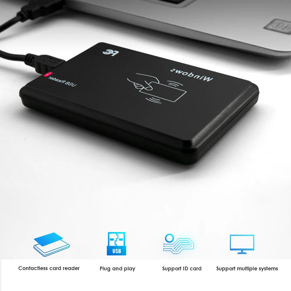 USB Desktop 125Khz RFID Card Reader Sensor EM4100 Smart Proximity Card USB Reader no drive device EM ID Card for Access Control Vue