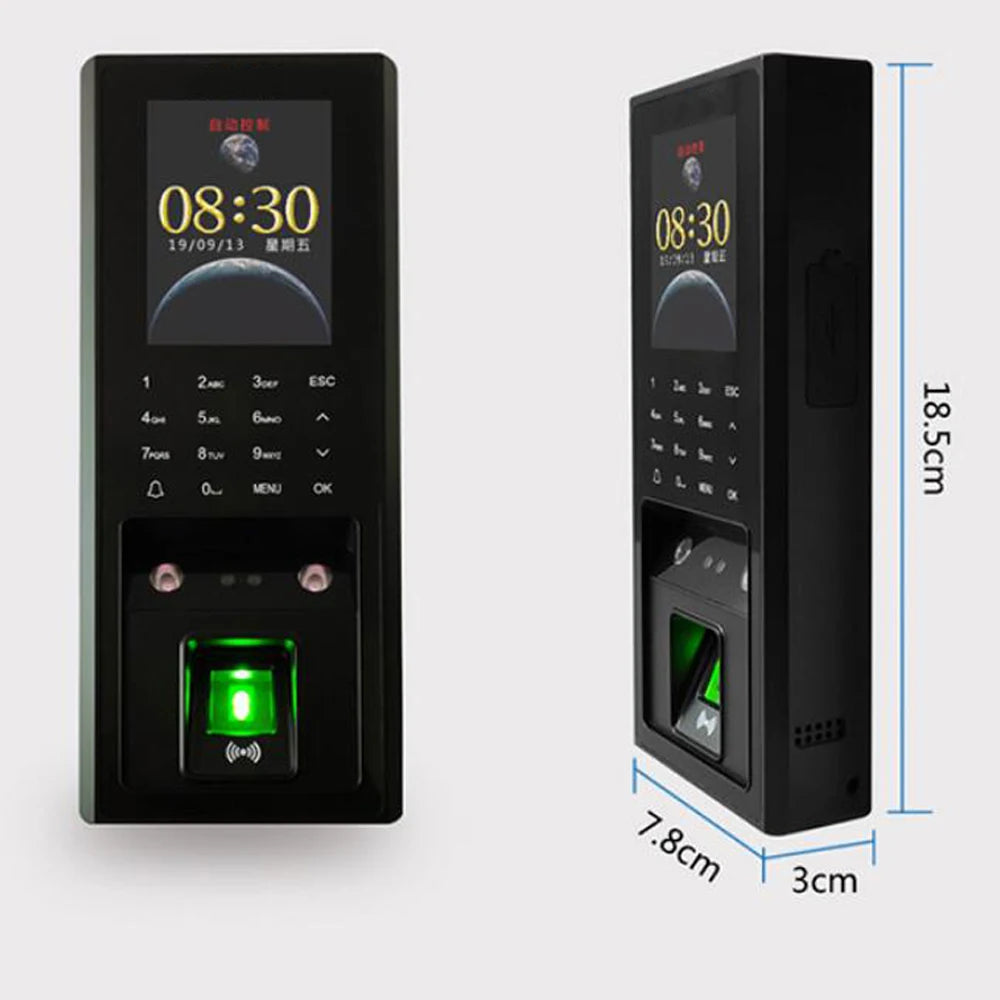 2.8inch 300 Face Recognition 3000 Fingerprint Capacity with 125Khz RFID Card Access Control Time attendance for Door Lock System Vue
