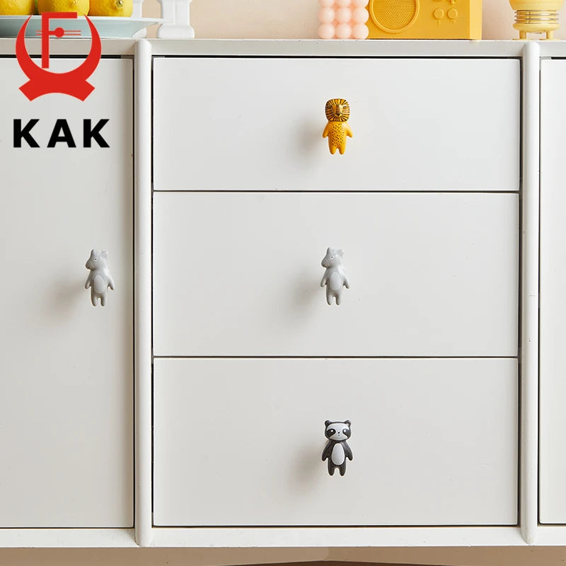 KAK Cartoon Panda Furniture Handle Ceramic Drawer Knobs Cabinet Handles for Kids Room Animal Shape Kitchen Handle Door Hardware Vue