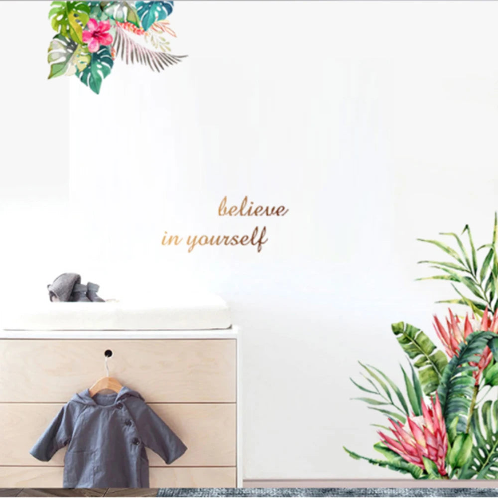 Creative English Flower Wall Sticker Living Room Decoration Room Background Wall Decoration Vue