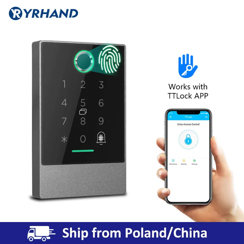 Smart Phone Bluetooth TTlock App Control Door Access Control System Fingerprint Card Reader Vue Poland