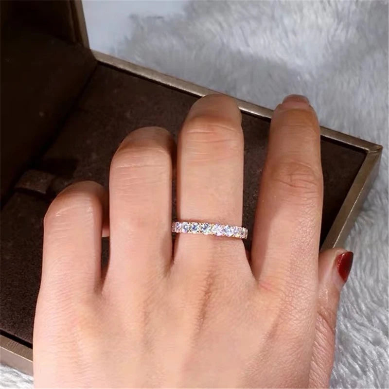 Huitan Rose Gold CZ Wedding Band Ring for Women | Thin & Stylish Wedding Band Ring Vue