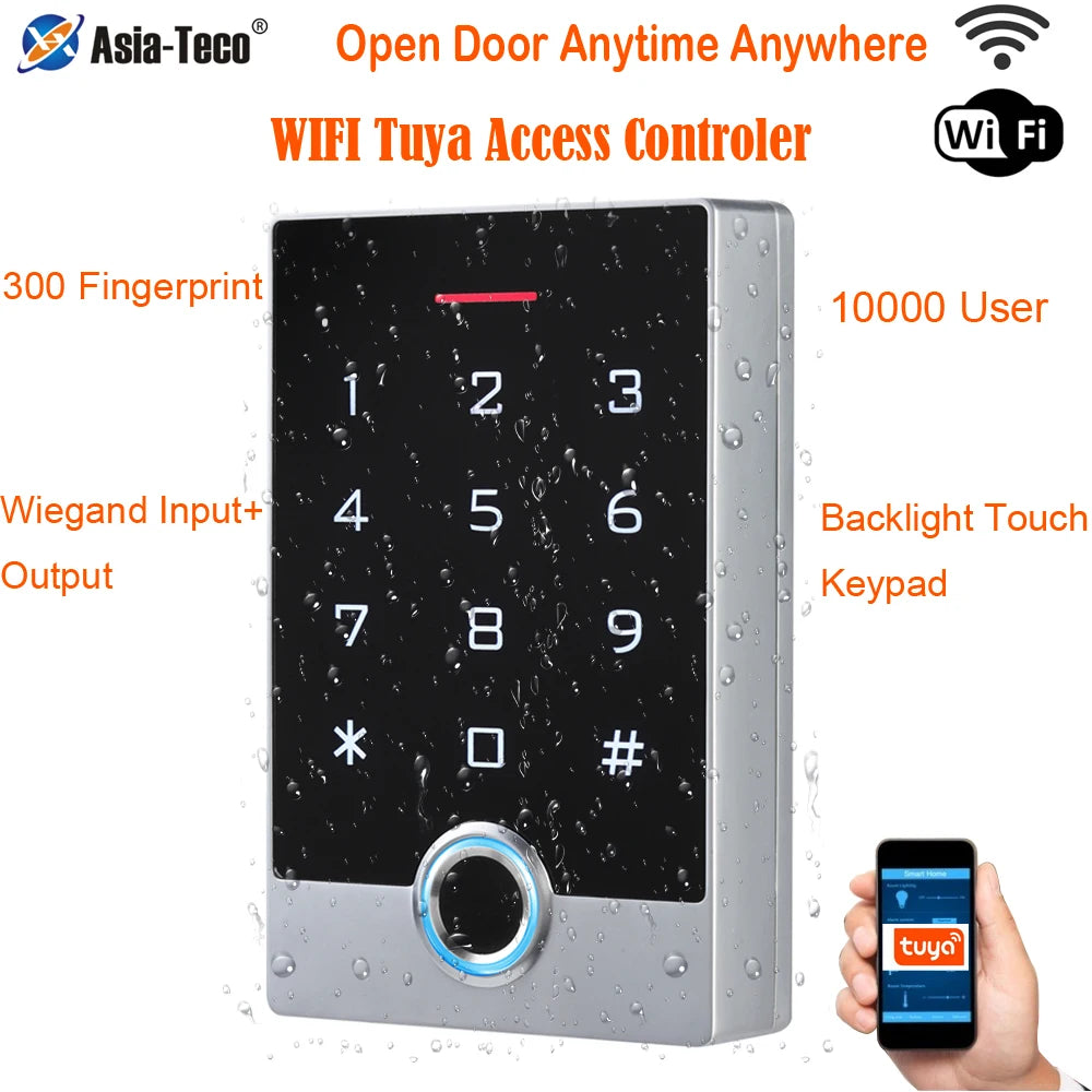 WiFi Tuya App Door Opener Waterproof Fingerprint Access Control System Standalone Keypad RFID Card Access Controller Vue