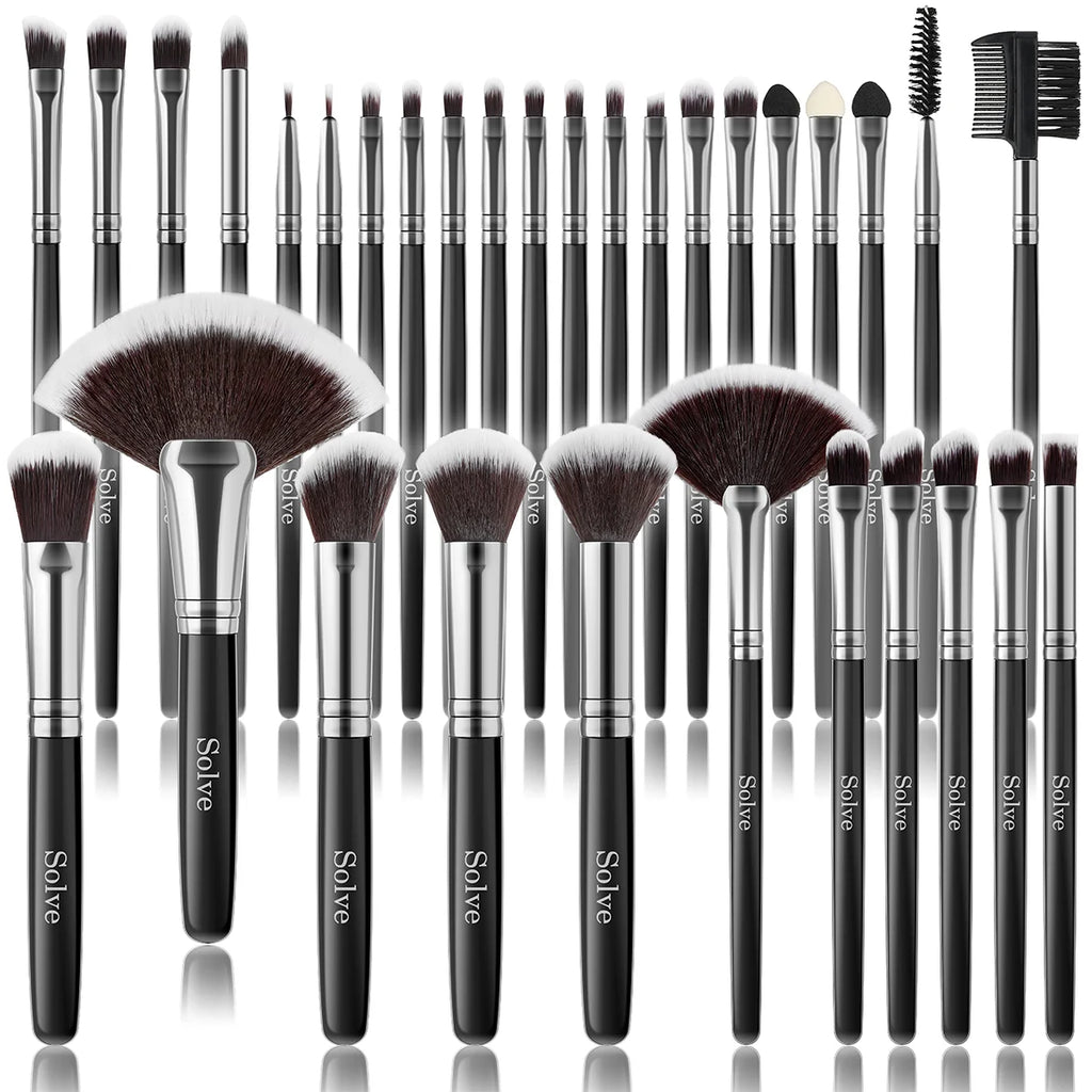 Makeup Brushes, SOLVE 32pcs Professional Makeup Brush Set High Quality Natural Synthetic Hair Makeup Brush Tools Kit Vue 32pcs China Mainland