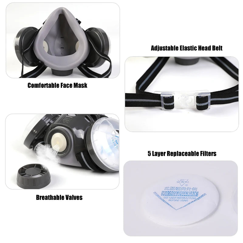 Half Face Dustproof Respirator Work Face Mask Safety Glasses Cotton Filters For Carpenter Polishing Daily Haze Safety Protection Vue