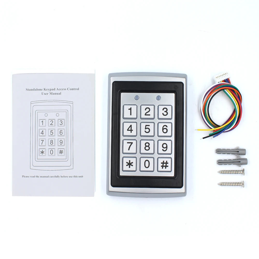 RFID Metal Access Control EM Card Reader Keypad 2000 User 125KHz Card Reader Keypad Key Fobs Standalone Door Access Controller Vue