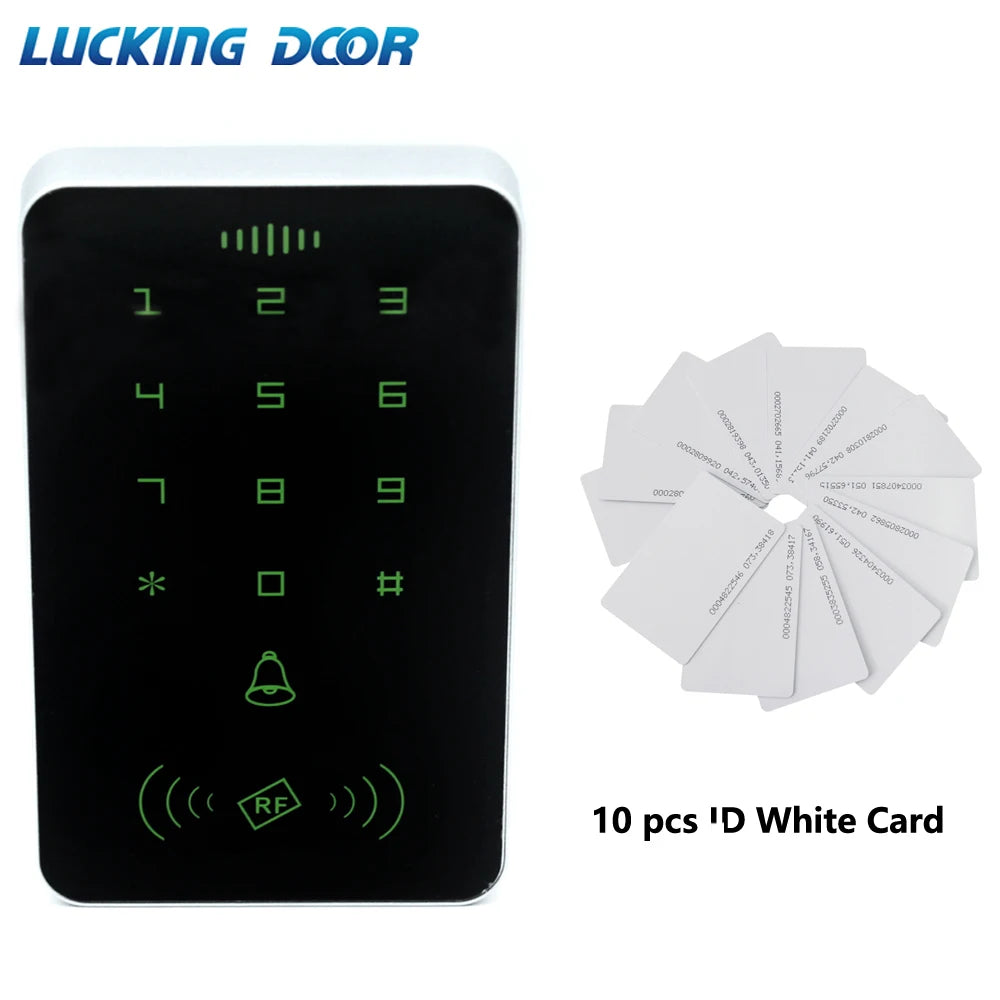 125khz RFID Proximity Card Digital Keypad Access Control System Door Lock Controller RFID/EM Keypad access card reader Vue AC and 10 ID card
