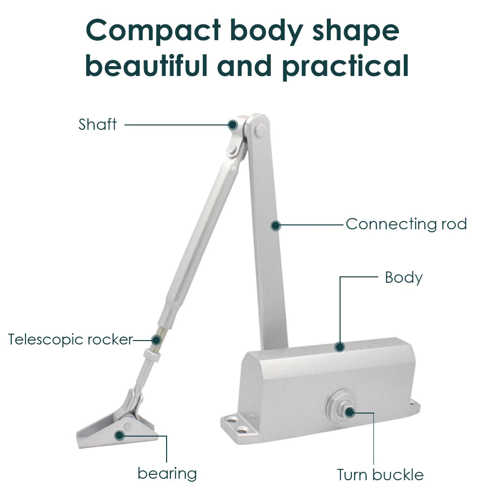 Hydraulic Buffer Automatic Door Closer 45KG to 85KG Mute Closing Door Hardware Adjustable Speed Door Closing Equipment Vue