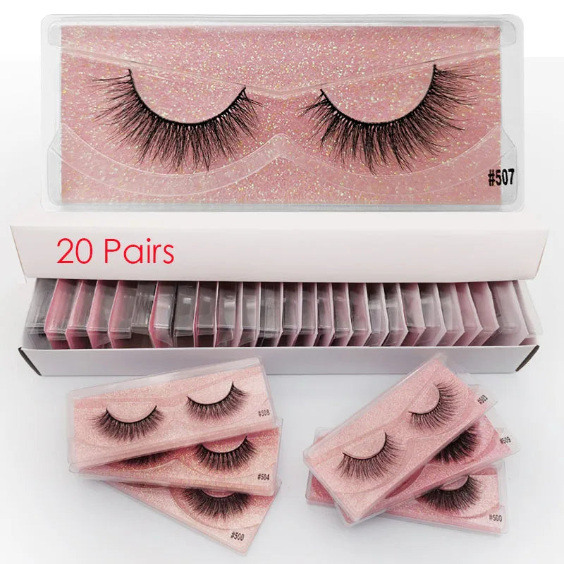 Wholesale Eyelashes 20 Pairs Mink Eyelashes 3D Mink Lashes Extension in Bulk Lashes Makeup False Eyelash Natural Fake Eyelashes Vue LASHES 20PAIRS 507
