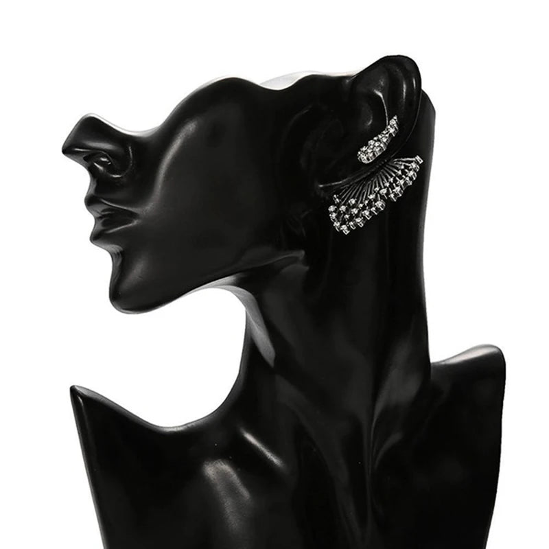 Huitan Wing Cubic Zirconia Stud Earrings – Silver Fashion Stud Earrings Vue