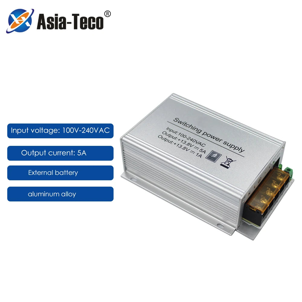 DC 12V 5A Mini Access Control Power Supply Adapter with BackUp Battery Function Port Aluminium Alloy Power Adapter AC 100-240V Vue