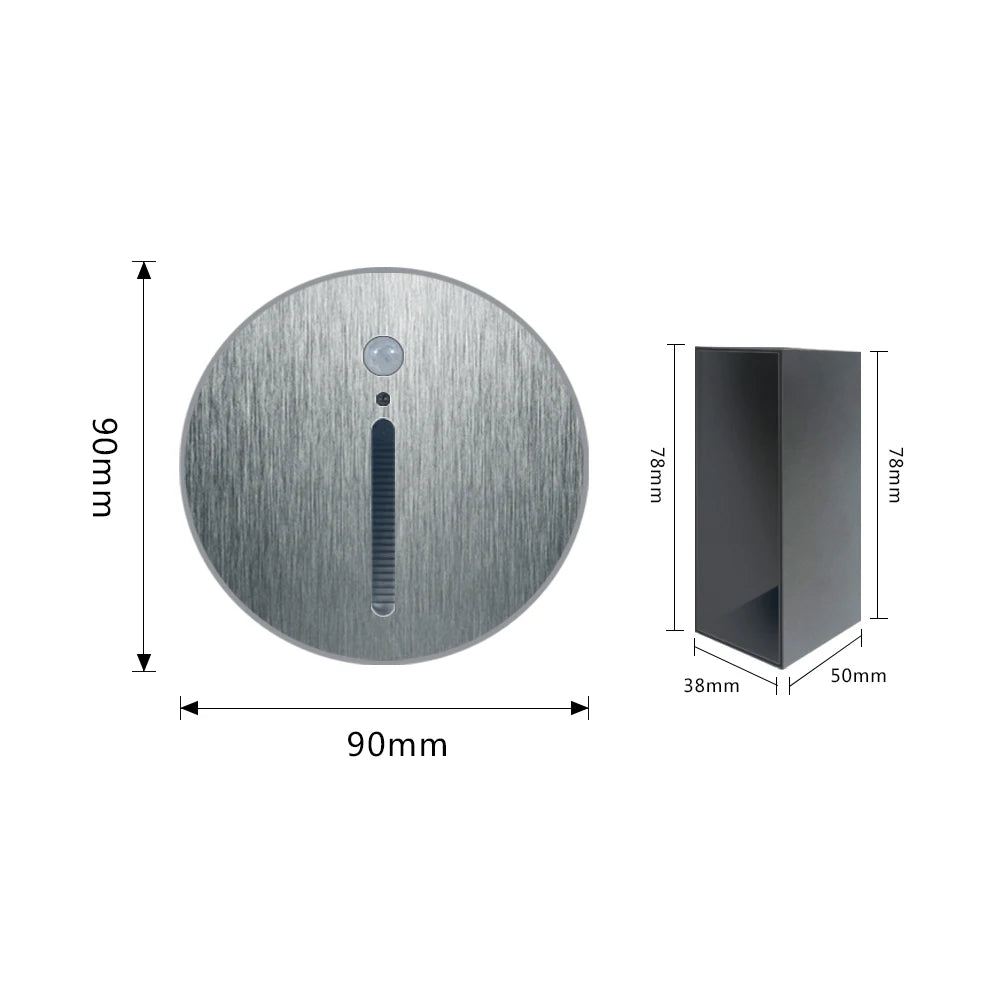 SANDIY Round Motion Sensor LED Recessed Wall Light | Stair Sconce Recessed LED Wall Sconce Vue Sensor Brushed Gray China Mainland Cool White(5500-7000K)|3W
