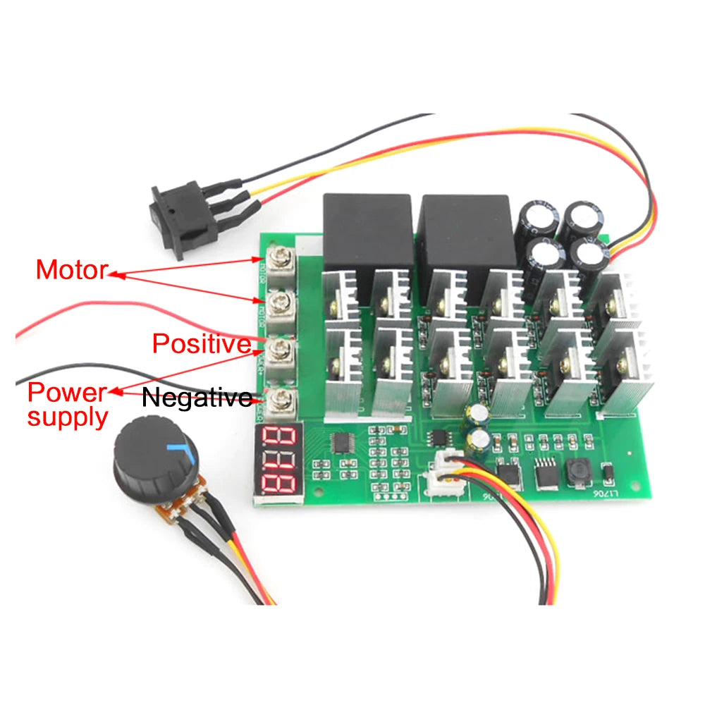60A 10-55V Digital Display PWM Speed Controller Module Forward Reversal 0~100% Adjustable DC Motor Vue