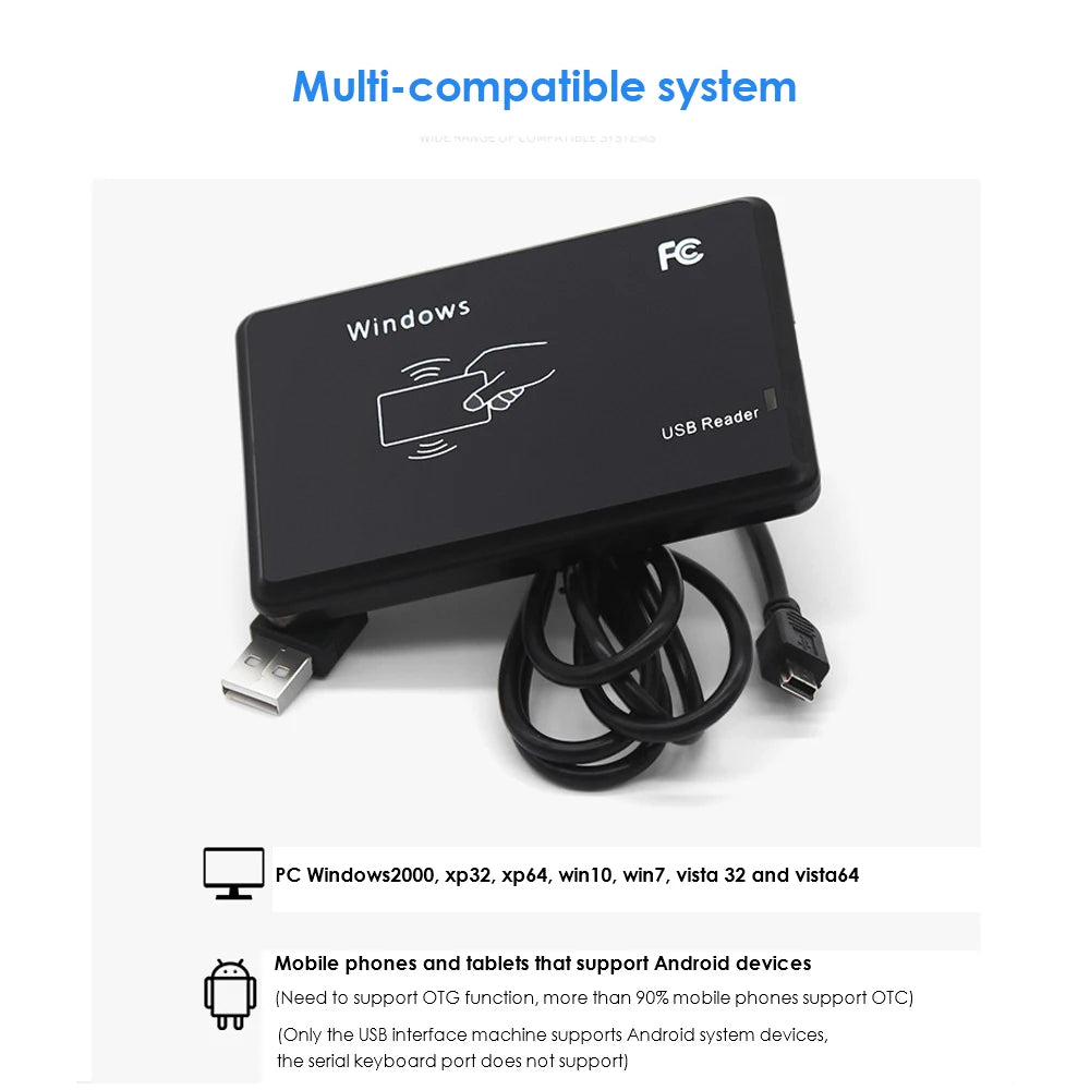 USB Desktop 125Khz RFID Card Reader Sensor EM4100 Smart Proximity Card USB Reader no drive device EM ID Card for Access Control Vue