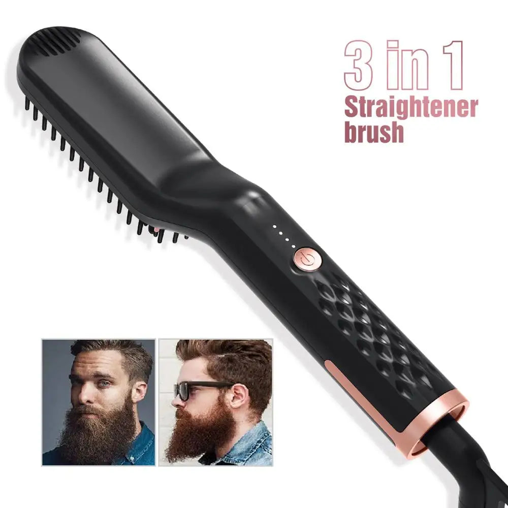 Ionic Electric Hair Straightening Brush & Beard Straightener Hair Straightening Brush Vue