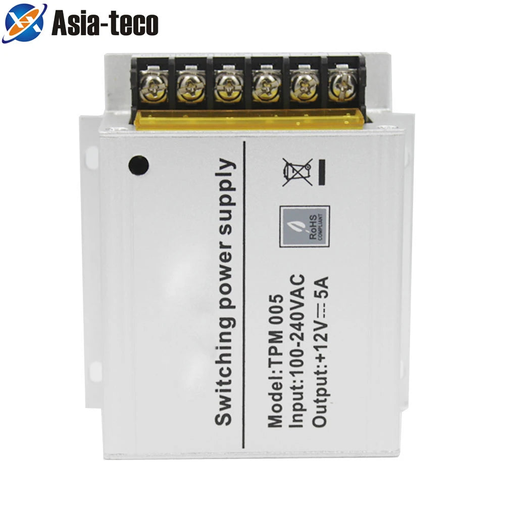 Mini Access Control Power Supply DC 12V 5A Aluminum Alloy Power Adapter Professional AC 100-240V Voltage Converter for Security Vue TPM005 5A