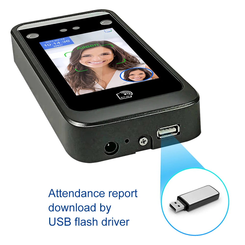 Dynamic Face Recognition Access Control System TCP/IP No Touch Contactless Facial 125Khz RFID Card HD Camera Time Attendance Vue
