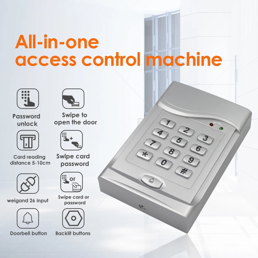 125Khz RFID Access Control Keypad digital 6000 user Standalone Access Controller panel Card Reader Door Lock opener Vue