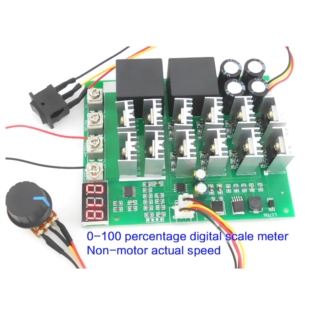 60A 10-55V Digital Display PWM Speed Controller Module Forward Reversal 0~100% Adjustable DC Motor Vue