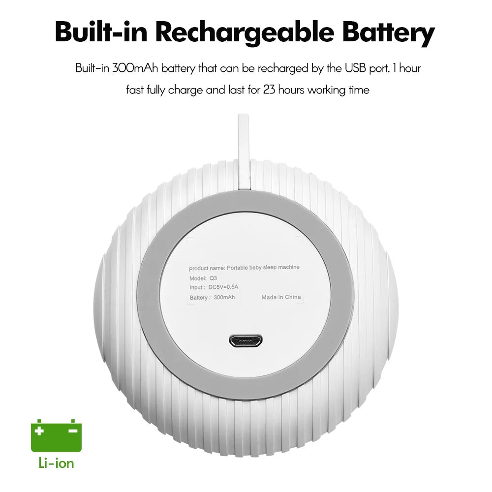 Baby White Noise Machine USB Rechargeable Timed Shutdown Sound Machine Sleep Soother Relaxation Monitor For Baby Adult Office Vue