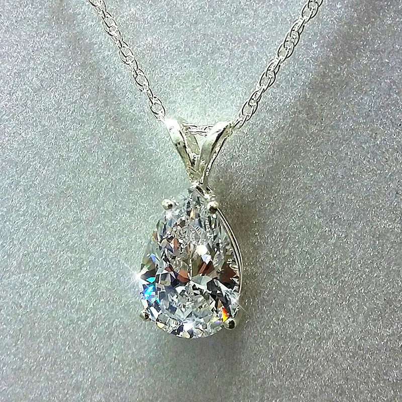 Huitan Water Drop CZ Crystal Pendant Necklace | Women Pendant Necklace Vue XL250 45cm