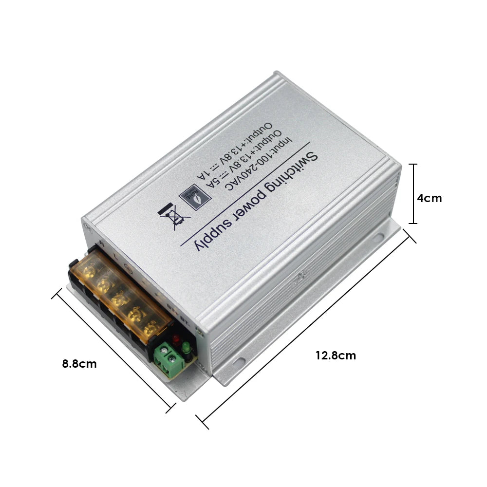 DC 12V 5A Mini Access Control Power Supply Adapter with BackUp Battery Function Port Aluminium Alloy Power Adapter AC 100-240V Vue