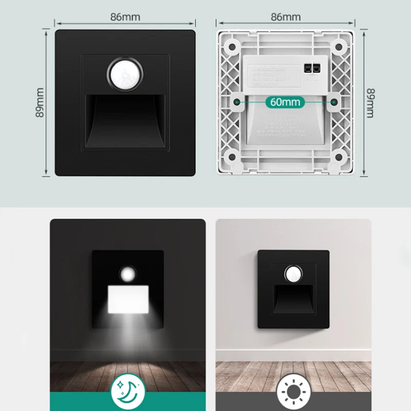 SANDIY PIR Motion Sensor LED Recessed Stair Night Light Motion Sensor Wall Light Vue