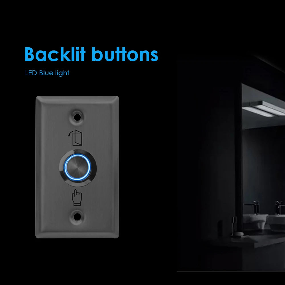 Backlight Stainless Steel Exit Button Switch Door Push Sensor Opener Release for Access Control System Vue