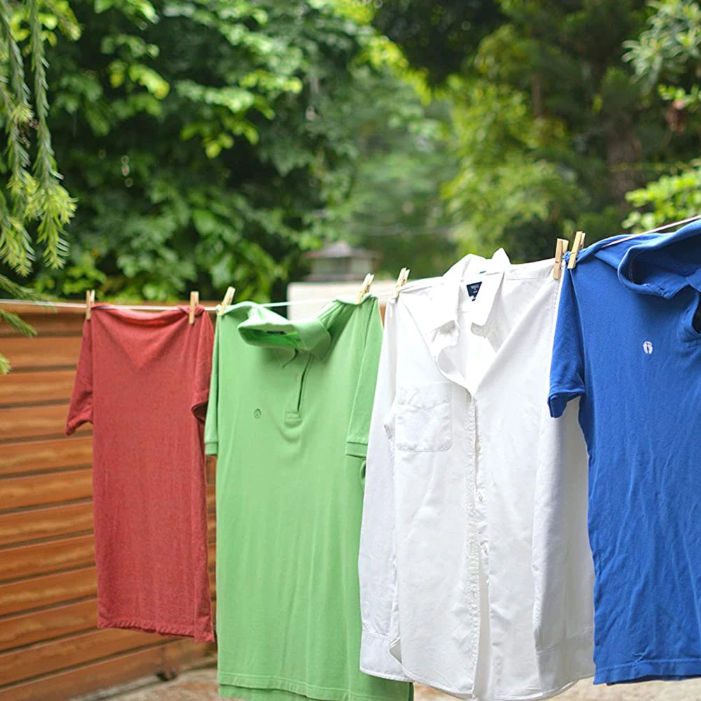 Retractable Clothesline Portable Heavy Duty Indoor Outdoor Single Clothes Drying Rack PVC Retracting Clothes Line Vue