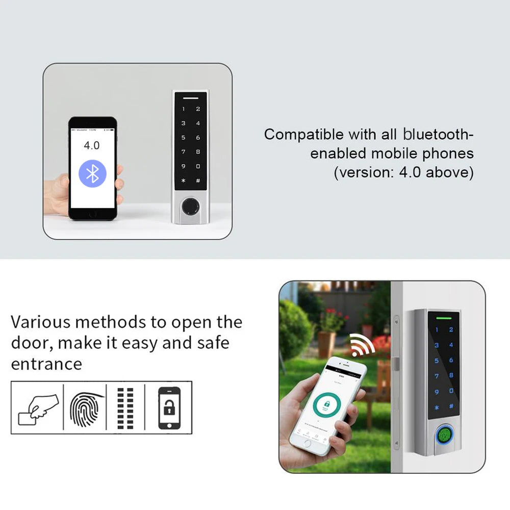 Tuya APP Smart Lock 125Khz RFID Bluetooth Access Controller IP68 Waterproof Fingerprint Access Control Add Delete Users by APP Vue